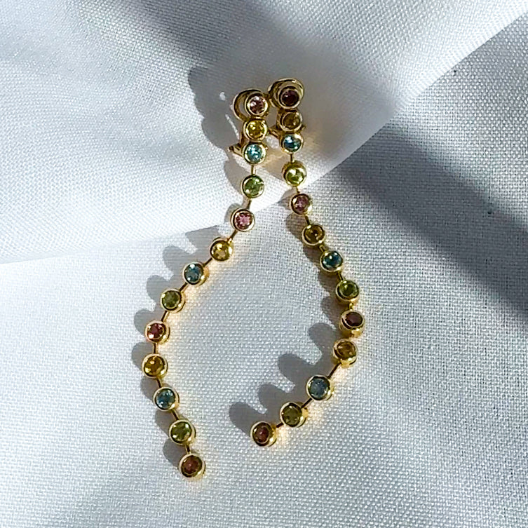 Multistone Rainbow Drop Earrings