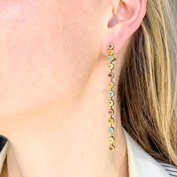 Multistone Rainbow Drop Earrings
