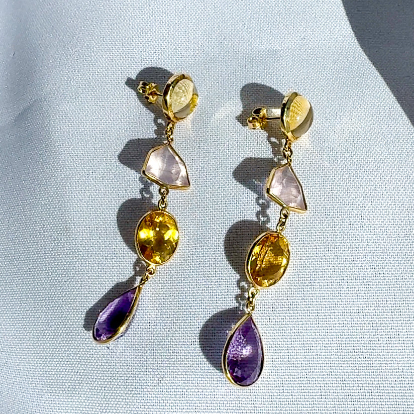Multicolor Four Stone Earrings