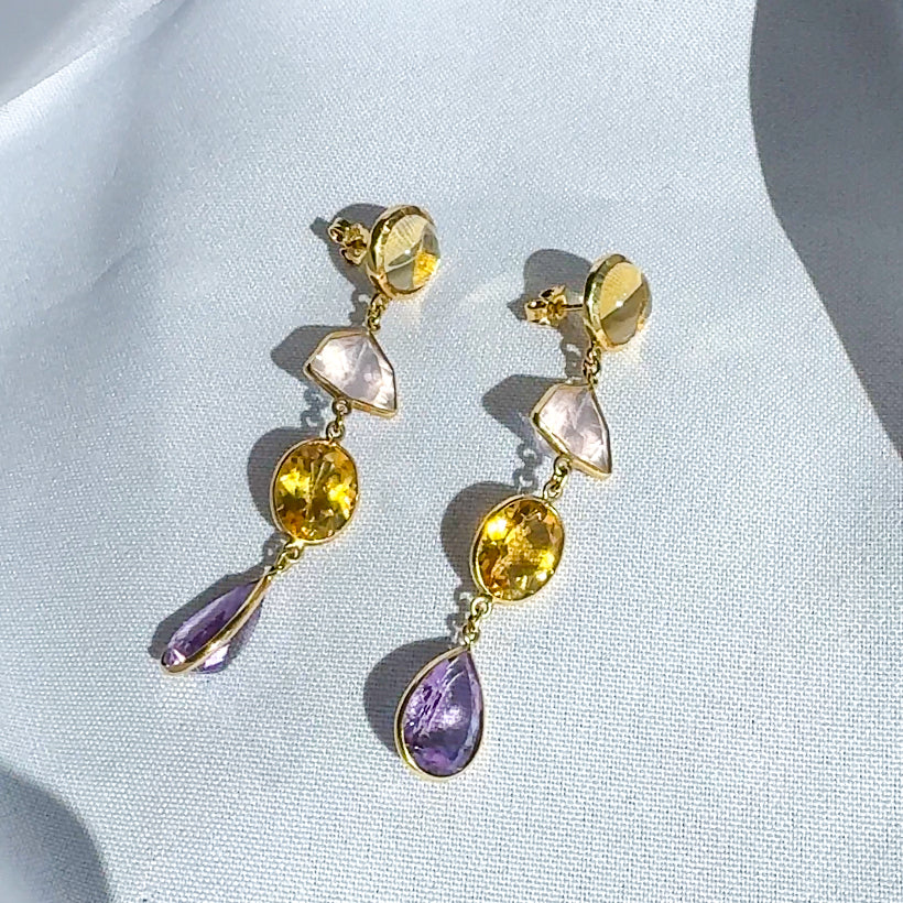 Multicolor Four Stone Earrings