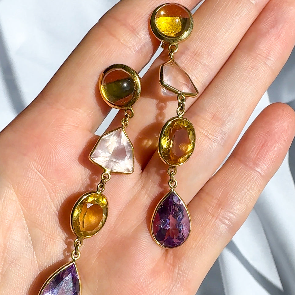 Multicolor Four Stone Earrings