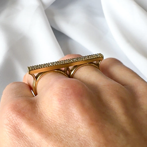 Two Finger Diamond bar Ring
