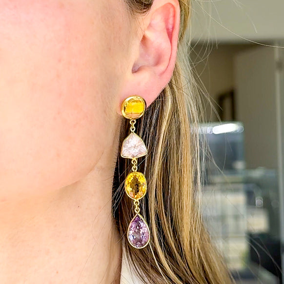 Multicolor Four Stone Earrings