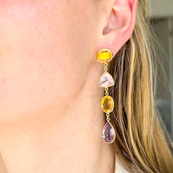 Multicolor Four Stone Earrings