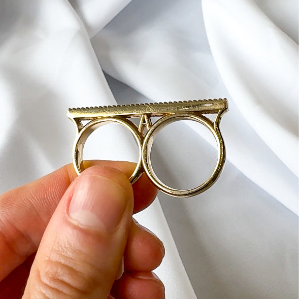 Two Finger Diamond bar Ring