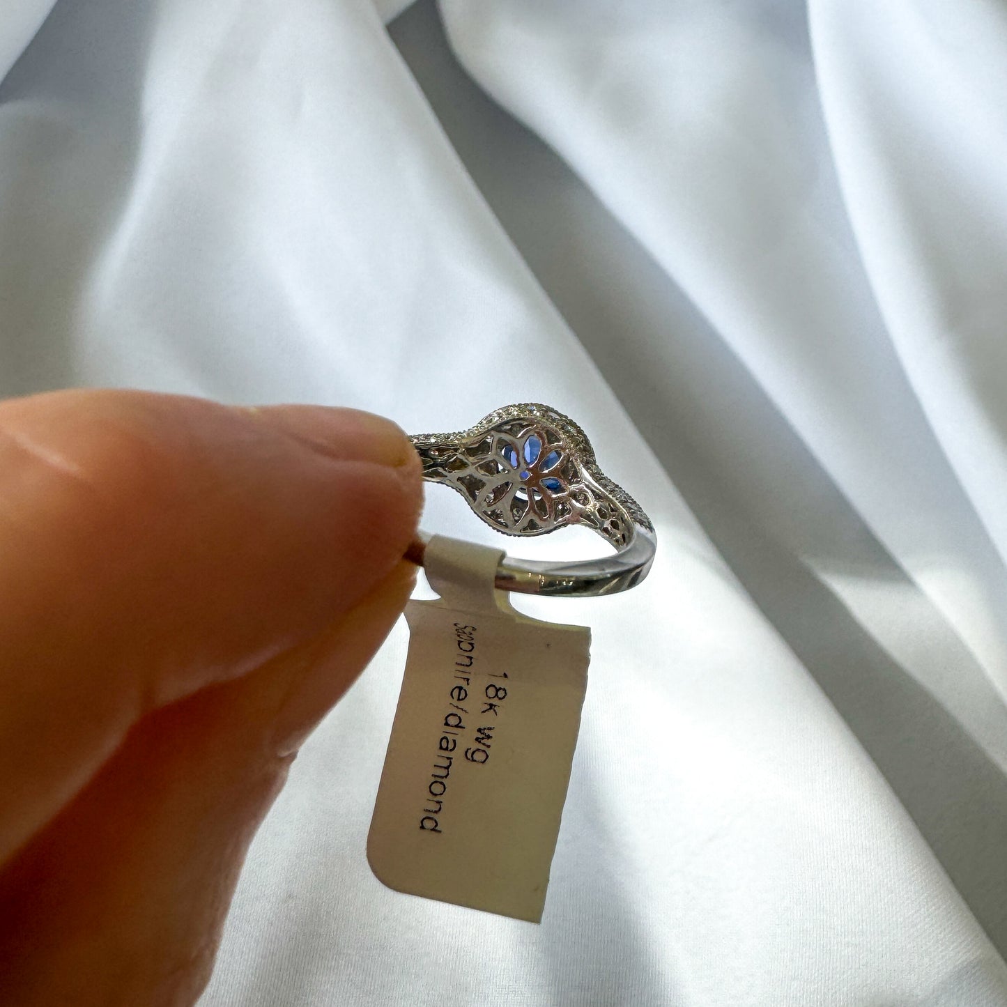 Sapphire and Diamond Halo Ring