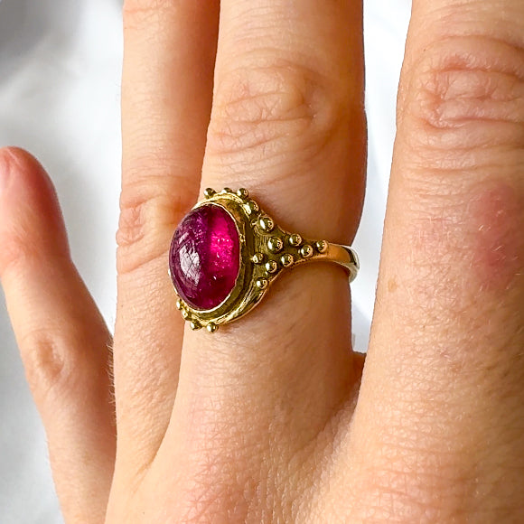 Pink Tourmaline Dot RIng