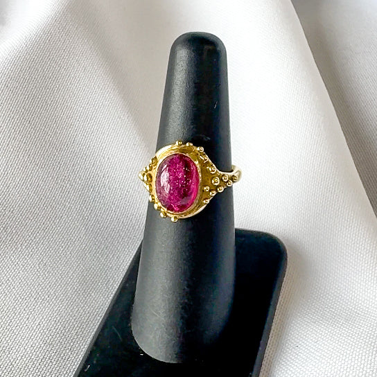 Pink Tourmaline Dot RIng