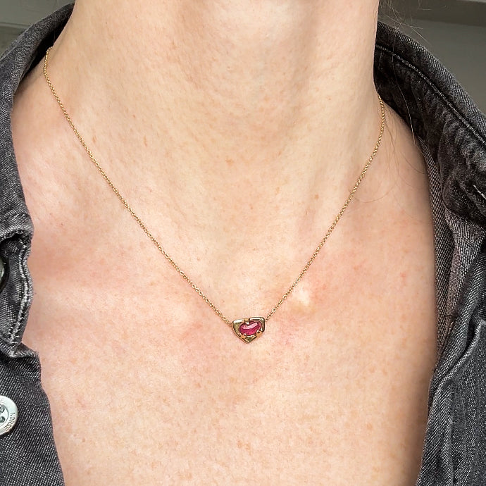 14k Gold Pink Tourmaline Necklace