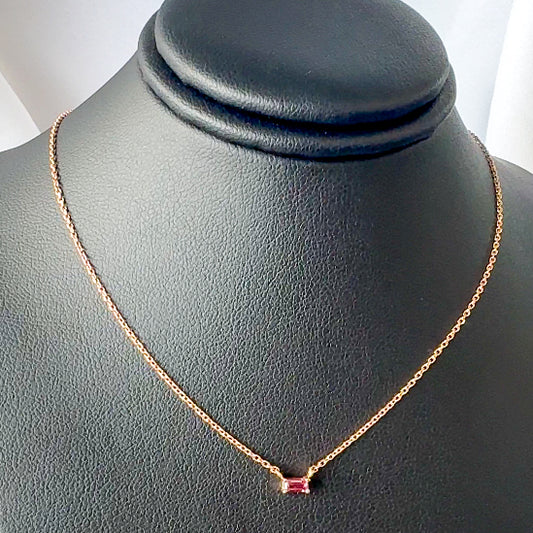 Petite Pink Tourmaline Baguette Necklace
