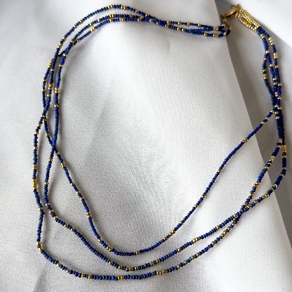 Lapis and Gold Bead Necklace