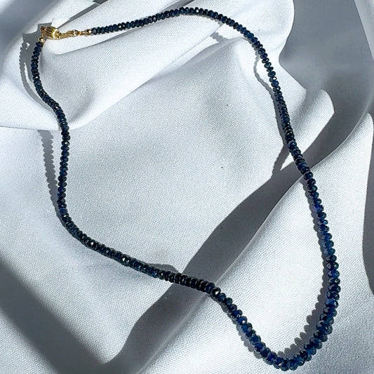 Faceted Blue Sapphire Bead Necklace
