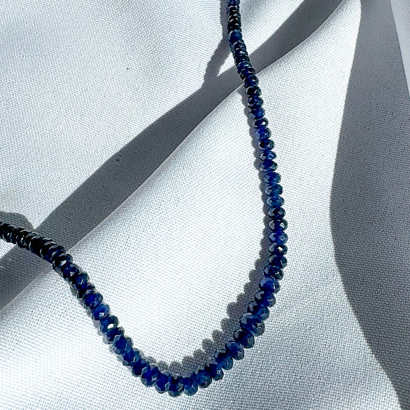 Faceted Blue Sapphire Bead Necklace