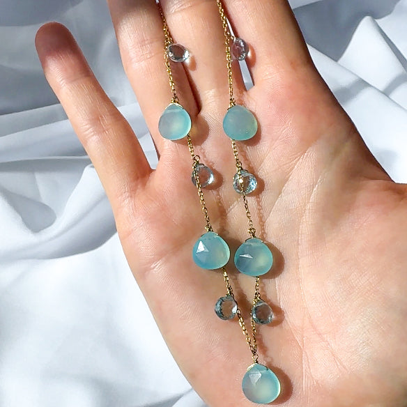 Chalcedony and Apatite Dewdrop Necklace