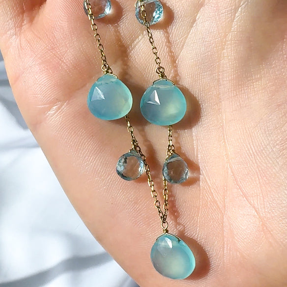 Chalcedony and Apatite Dewdrop Necklace