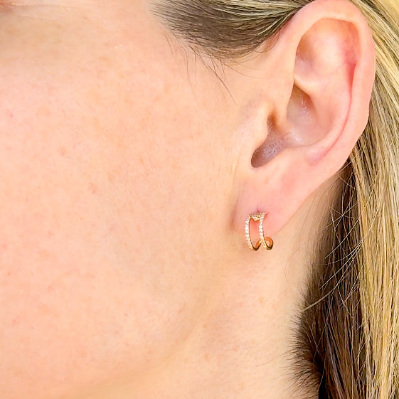 Diamond Rose Gold Hoop Earrings