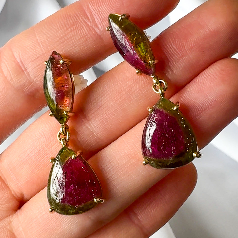 Watermelon Tourmaline Drop earrings