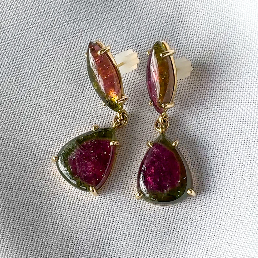 Watermelon Tourmaline Drop earrings