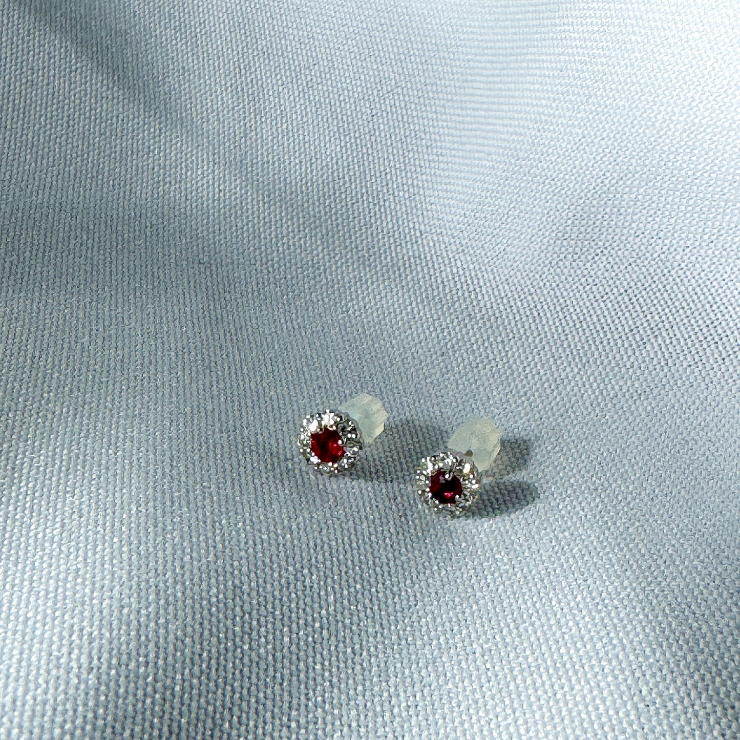 Ruby and Diamond Cluster Earrings