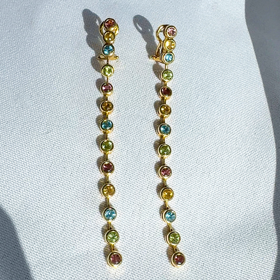 Multistone Rainbow Drop Earrings