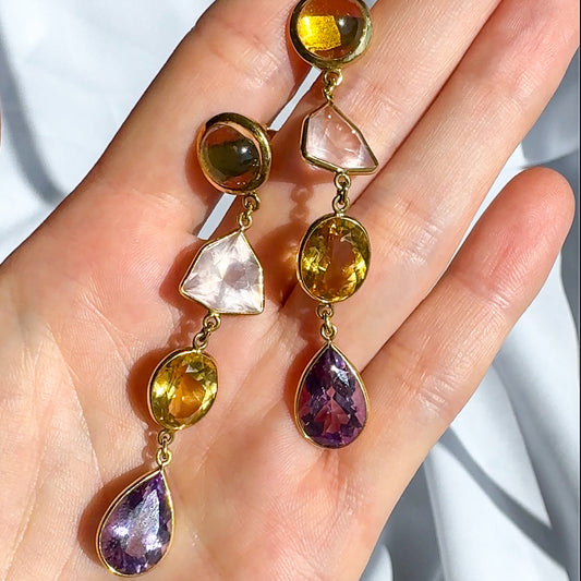 Multicolor Four Stone Earrings