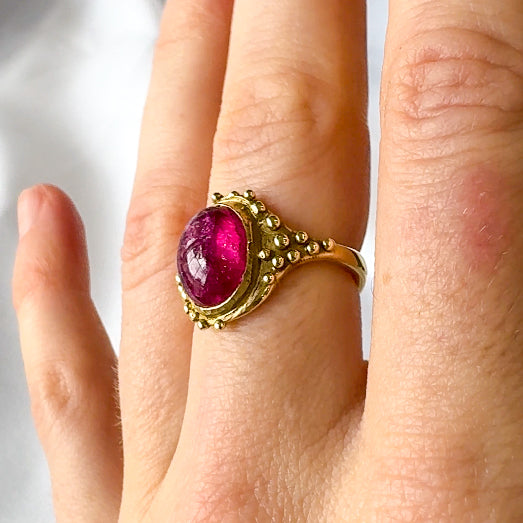 Pink Tourmaline Dot RIng