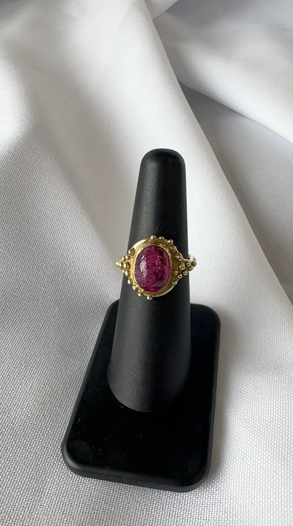 Pink Tourmaline Dot RIng